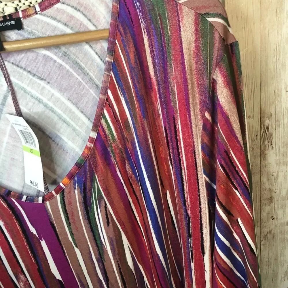 Cable & Gauge Colorful Striped Jersey Knit Blouse - Picture 3 of 7
